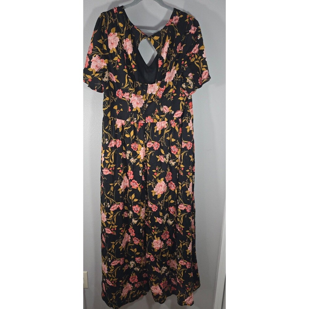 Torrid Walk Through Dress Romper Women Plus Size 20 Black Peach Floral V Neck BK - Picture 7 of 12